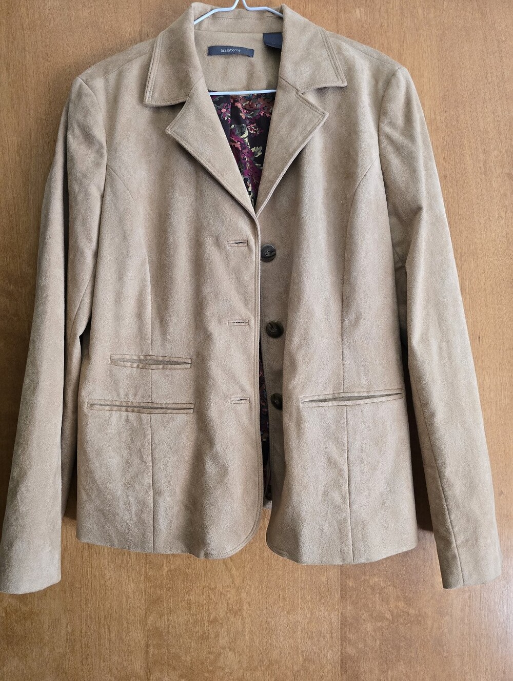 Liz CLAIBORNE Light Brown Suede Button-Front Blazer